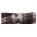 Brown and black plaid twisted headband, stylish knit hair accessory for sports and daily casual wear. - Coffee White Plaid