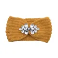 Yellow knitted rhinestone headband, winter warm hair accessory, stylish crystal ear warmer. - Turmeric