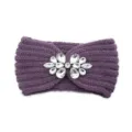 Purple knitted rhinestone headband, stylish winter warm hair accessory for women and girls. - Purple