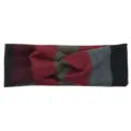 Knitted twist headband featuring stylish striped and plaid color block design for daily wear. - Large Red Plaid Mix