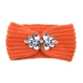 Orange knitted rhinestone headband ear warmer winter wool hair band fashion yoga sports accessory - Orange