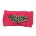 Handmade beaded knitted headband for women, winter warm wool hair band hair accessory. - Rose Red