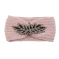 Knitted wool headband winter warm hair band stylish beaded hair accessory for women daily wear - Rice Pink