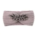 Handmade Knit Headband Beaded Hair Band Grey Pink Knitted Hair Accessory For Women - Dusty Pink