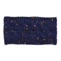 Fascia per capelli in maglia treccia blu scuro con punti colorati, accessorio inverno. - Blu Notte Picchiettato