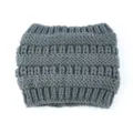 Diadema de punto gris oscuro, orejeras de lana gruesa, accesorio para el pelo de invierno. - Gris oscuro