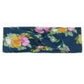 Bandeau croisé à fleurs, serre-tête en tissu bleu foncé pour le sport et le yoga. - Bleu Foncé Floral Coloré (#18)