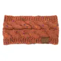 Womens knit headband winter cable knit hair band colorful flecked fleece warm wrap - Rust Red Speckled