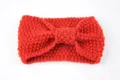 Red knit bow headband variant, soft woolen winter warm hair accessory for women. - Red