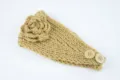 Gestricktes Wollstirnband mit Häkelblume Winter warm Ohrenwärmer Haar-Accessoire Damen - NO.1 Camel