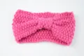 Pink Knitted Bow Hair Band Winter Warm Headband Casual Fashion Hair Accessory for Women - Peach Pink