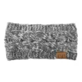 Grey white marled cable knit headband winter warm hair band thick braided ear warmer accessory - Greyish White Marl
