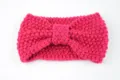 Pink knit bow headband warm winter hair band for women cozy fashion hair accessories - Rose Red