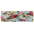 Bandeau croisé en tissu à fleurs bleu pour femmes, accessoire de cheveux élégant pour le sport yoga. - Bleu Clair Rouge Rose Floral (#17)