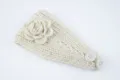 Gestricktes Kamelien Blumen Stirnband Warmer Ohrenschützer Winter Haarband für Damen - NO.4 Beige