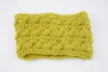 Yellow-green widened three-row cable knitted headband, autumn winter warm ear warmer hair accessory. - Turmeric