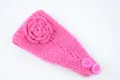 Rosa gestricktes Blumen Stirnband fuer Damen, warmes Winter Haarband mit praktischen Knoepfen. - NO.5 Pfirsichrosa