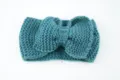 Teal Knitted Bow Headband, Warm Winter Ear Warmer Hair Accessory for Women and Girls - Post Green