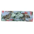 Bandeau croisé imprimé tropical bleu, serre-tête en tissu doux pour le yoga et le sport. - Bleu Feuille Verte Rouge Floral (#23)