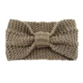 Brown knitted headband, warm winter hair band with a stylish bow knot design for daily wear. - Khaki