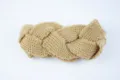Gestreicktes geflochtenes Stirnband Winter warm Ohrenschuetzer Haaraccessoire Damen - Camel