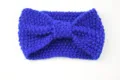 Blue knitted bow hairband warm winter ear warmer soft wool headband for women daily wearing - Deep Sky Blue