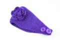 Violetter Strick Wolle Blumen Stirnband Ohrenwärmer, stilvolles Winter Haaraccessoire. - NO.12 Lila