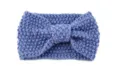 Knitted bow hairband winter warm ear warmer headband cozy elastic hair accessory for women - Denim Blue