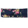Bandeau croisé à fleurs pour femme, serre-tête en tissu doux pour le yoga, le sport et le lavage. - Bleu Foncé Rose Jaune Rose Feuille Verte (#28)