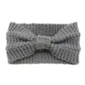 Grey knitted headband with a chic bow knot design, warm and stylish for autumn and winter. - Medium Grey
