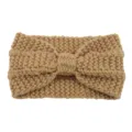 Knit headband warm winter hair accessory khaki bow wool hair band for women daily wear style - Camel