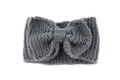Diadema de Punto Gris, Cinta de Pelo de Invierno Cálida con Lazo Grande, Orejeras para Mujer. - Gris oscuro