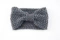 Grey Knit Bow Headband Cute Winter Warm Hair Band Soft Elastic Ear Warmer Accessory - Dark Gray