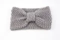 Gray knitted headband with bow, cozy winter warm hair accessory for daily sports. - Medium Grey