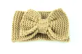 Cintillo de punto beige con lazo grande, accesorio de pelo calido para el invierno - Camel