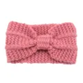 Pink knitted headband for women, winter warm hair accessory with cute bow knot design. - Dusky Pink