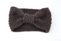 Dark brown knitted bow headband winter warm crochet hair band soft elastic fashion accessory - Coffee