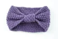 Purple knitted bow headband for women, thick wool hair band winter warm cute ear warmer. - Purple