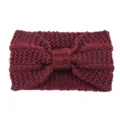 Womens winter warm knit headband crochet bow hair band elastic ear warmer accessory - Fuschia