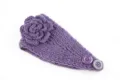 Lila gestricktes Blumen Stirnband Ohrenwärmer mit Knöpfen Damen Winter Haaraccessoires - NO.26 Violett