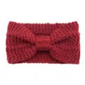 Red chunky knit headband for women, cozy winter bow hair band, warm ear warmer hair accessory. - Wine Red