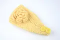 Gelbes Strickstirnband mit Blume und Knöpfen, warmes Ohrenwärmer Haarschmuck für Damen neu. - NO.31 Hellgelb