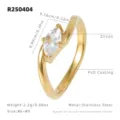 Bague en acier inoxydable avec zircone marquise vintage pour femmes, bijoux de luxe. - Style Marquise Doré / US 6