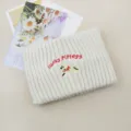 Cozy knitted winter headband with cute puppy embroidery, warm fleece hair band for women. - Beige