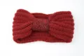 Red knit headband for women winter warm wool hair band with sequin bow hair accessories. - Sequin Bow Knitted Style / Wine Red