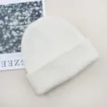 Solid Color Plain Knit Beanie Winter Warm Slouchy Hat Unisex Casual Daily Wear Hat - Cream