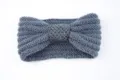 Grey knitted headband for women, winter warm bow hair band with sparkly sequin design. - Sequin Bow Knitted Style / Dark Gray