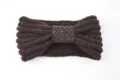 Dark brown knit headband with sequin bow, women winter warm hair accessory fashion style - Sequin Bow Knitted Style / Coffee