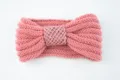 Women pink knit headband autumn winter sequin bow hair band warm casual hair accessories - Sequin Bow Knitted Style / Dusky Pink