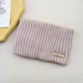 Solid color knitted headband women winter warm ear muff soft ribbed hair band casual daily wear - Pink